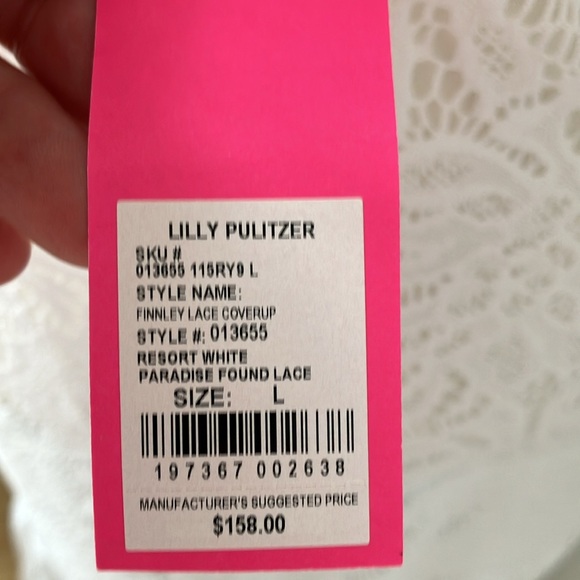 Lilly Pulitzer Finley NEW white beach resort lace cover up size L NWT - Picture 9 of 12